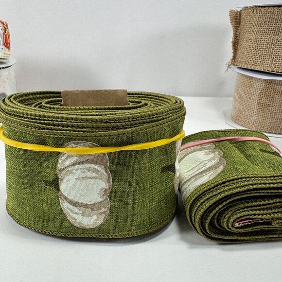 Lot Ribbon Fall Autumn Pumpkins Burlap Harvest - Picture 10 of 16